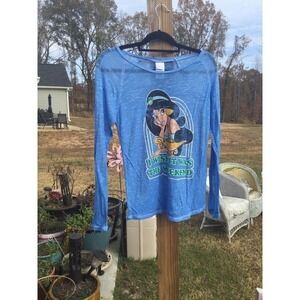 Disney womens long sleeve shirt L blue jasmine Aladdin wish it was the weekend